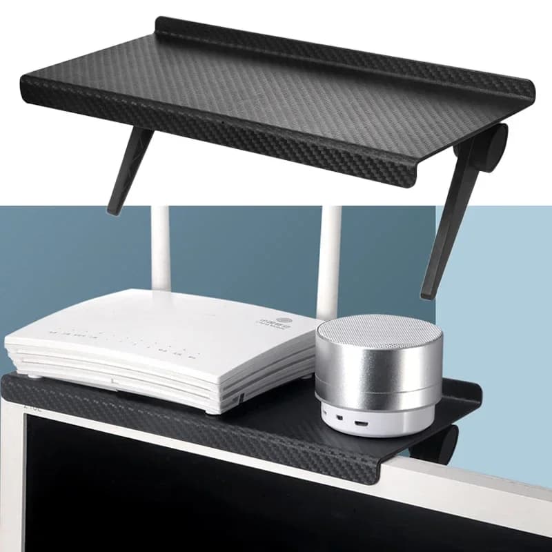 1 Pezzo Mensola Superiore per Schermo TV, Supporto Regolabile per Monitor Computer, Espositore da Scrivania, Porta Router, Organizzatore Domestico