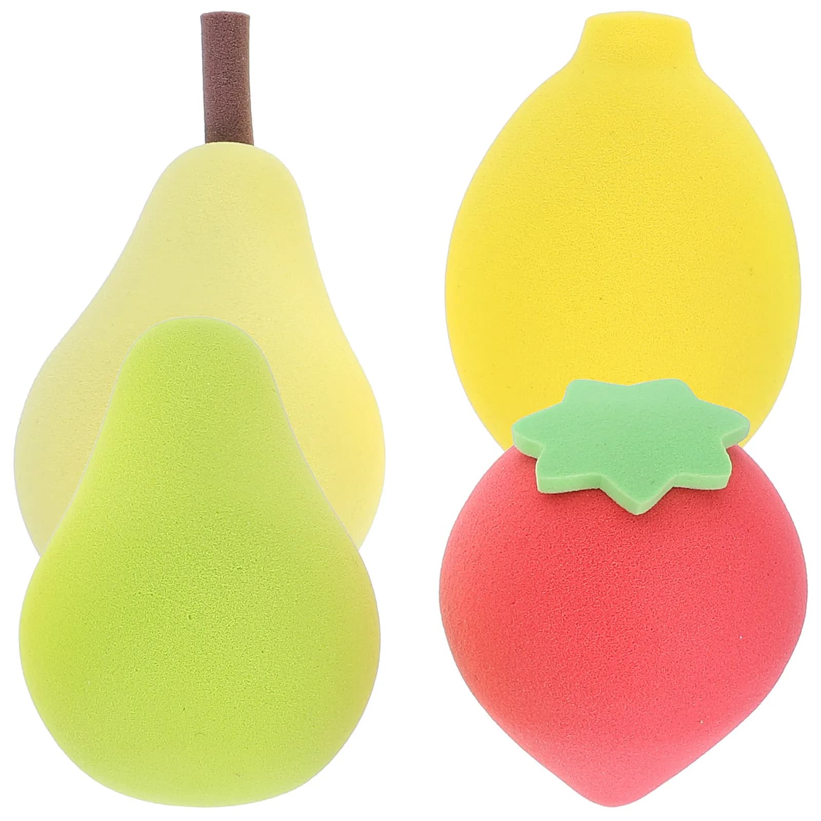 4 pezzi di squisita truccatura con motivo a frutta, facile da pulire, riutilizzabile, per fondotinta, correttore, crema, trucco da donna