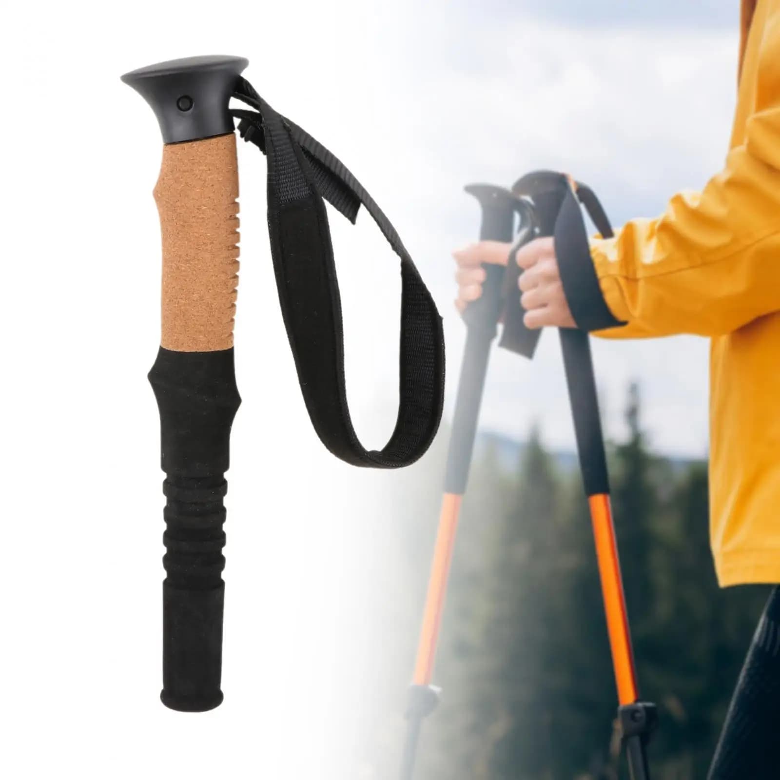 Adattatore Antiscivolo per Impugnatura Bastone da Passeggio, Sostituzione Impugnatura per Bastone da Trekking, Supporto per Bastone Pieghevole da Esterno