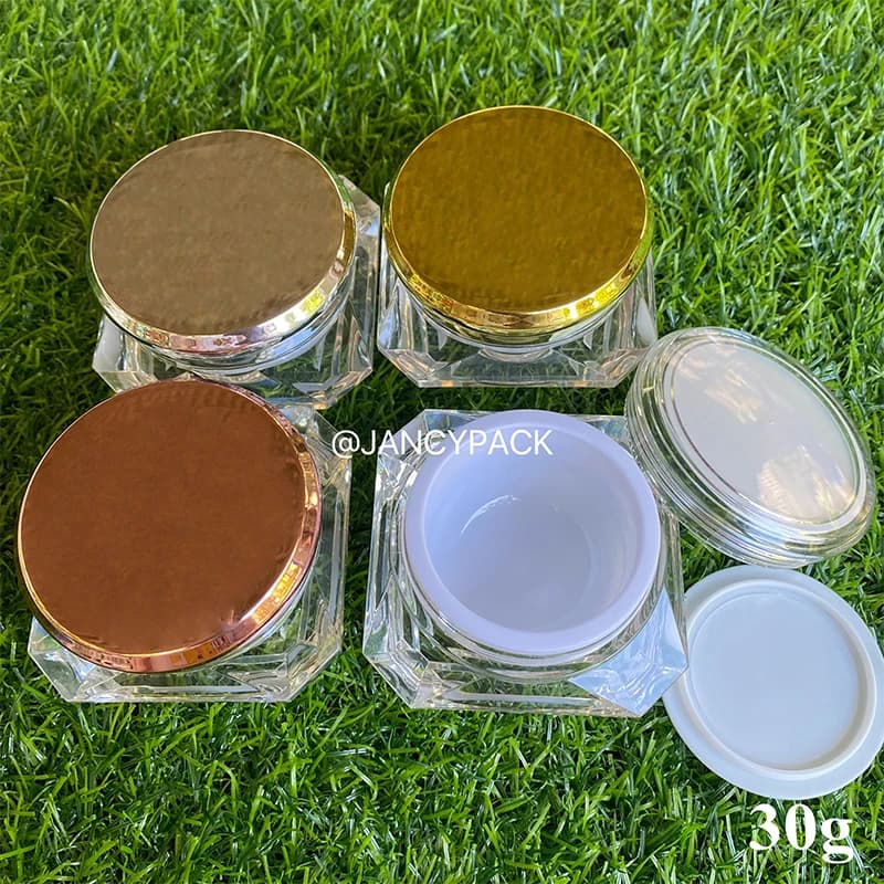 1 pz vaso di plastica vuoto a forma di diamante vaso trasparente per nail art luccica ombretto a forma di diamante crema balsamo per le labbra contenitore di stoccaggio