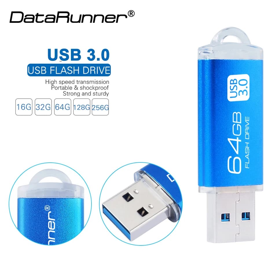 DataRunner Chiavetta USB in metallo 16 GB 32 GB 64 GB Pen Drive portatile 128 GB 256 GB Pendrive Cle USB3.0 Disco di memoria