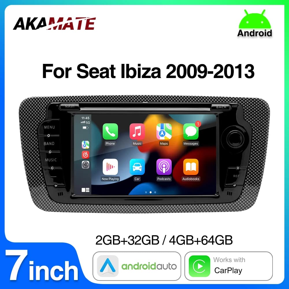 Autoradio 2 Din for Seat Ibiza 2009-2013 Audio multimedia player CarPlay Android Auto GPS Bluetooth FM RDS Autoradio