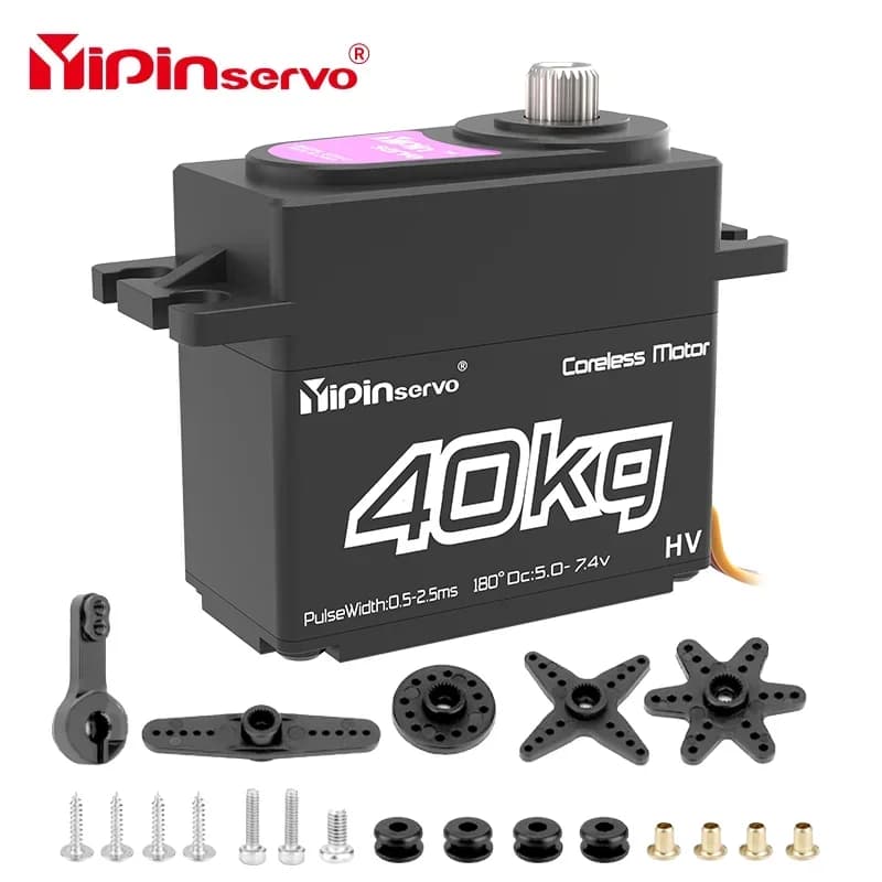 Servo Brushless Impermeabile Yipinservo con Telecomando, 7.4V, Alta Coppia 35/40/45/55/60/70kg, Ingranaggio Elicoidale in Acciaio, Induzione Magnetica