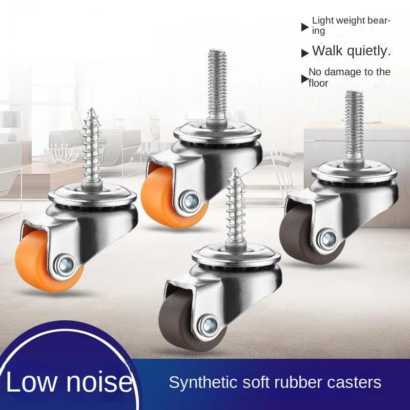 4 Pcs 0.5 Inch Mini Swivel Caster With M4 Threaded Screw - Self-tapping Rubber Wheel For Furniture, Universal Small Caster