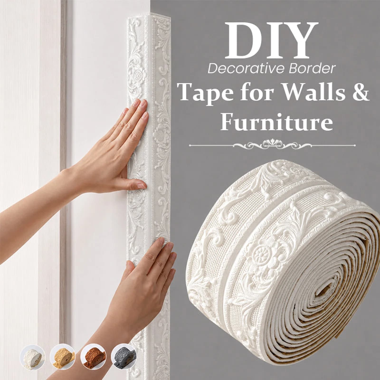 1 Roll of 3D Foam Wall Edge Stickers, Foldable Self-adhesive Corner Stickers Waterproof Baseboard Corner Waist Line Wall Sticker
