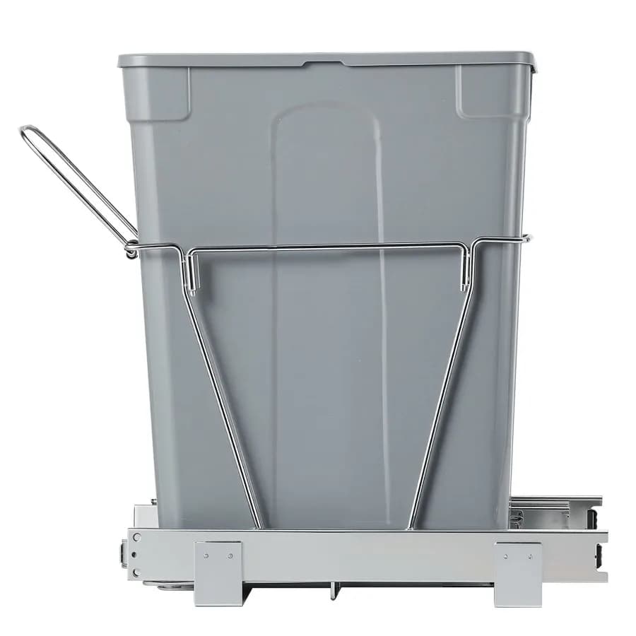 Kitchen Cabinet Pullout Trash Can, 35 QT Rubbish Recycling Bin, Undermount Waste Holder, Stainless Steel, Matte Black, Full-ext