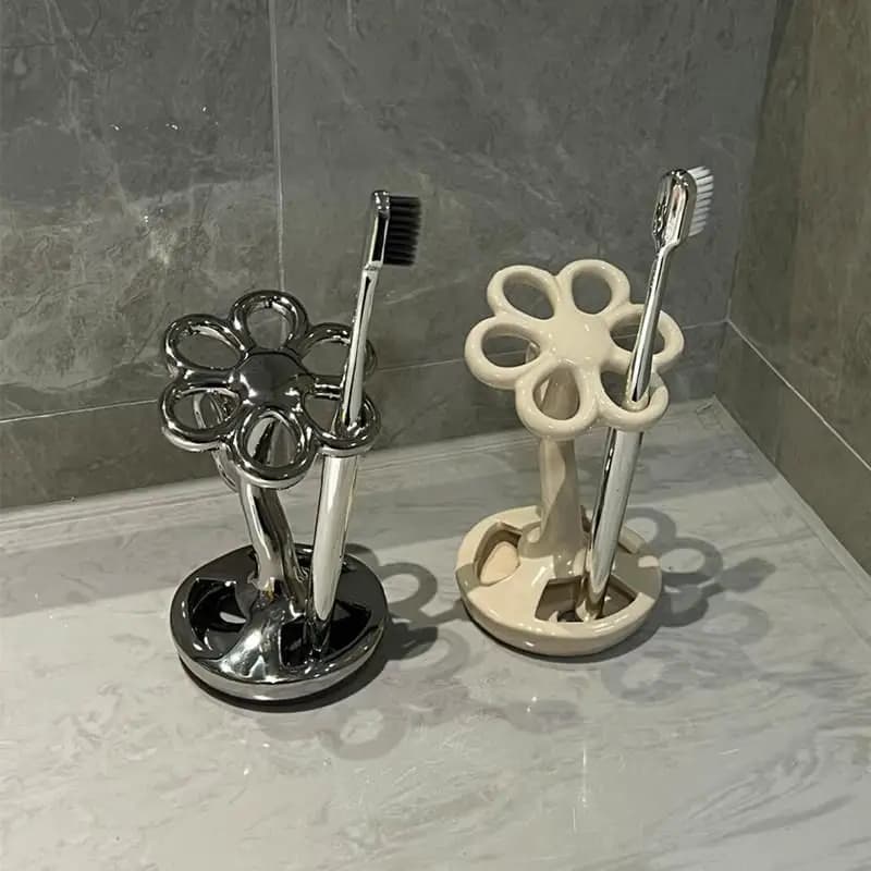 Portaspazzolini in Ceramica per Bagno, Porta Pennelli Trucco e Matite Sopracciglia, Organizzatore Creativo Multistrato, Nuovo Design 2024