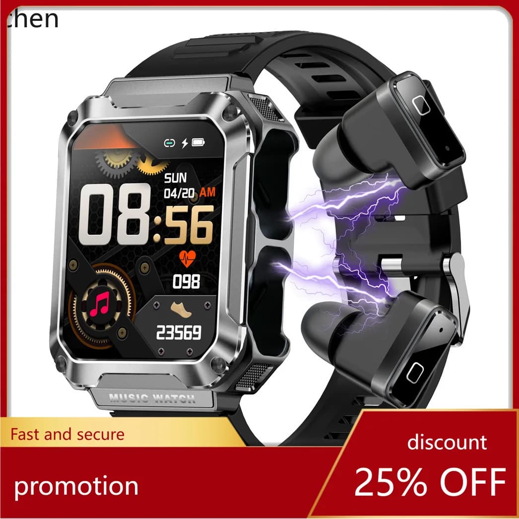 YFY Sports Smartwatch with Blood Pressure Monitoring, Cardiac and Oxygen Frequency in Blood, with Bluetooth Headset, Smartwatch 2-in-1