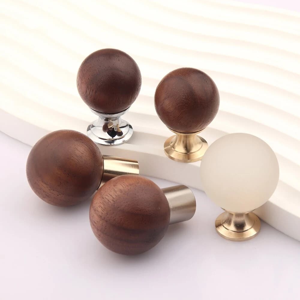British Black Walnut Single-hole Small Handle Drawer Cupboard Door Clothes Book Cabinet Solid Wood Brass Metal Furniture Handle