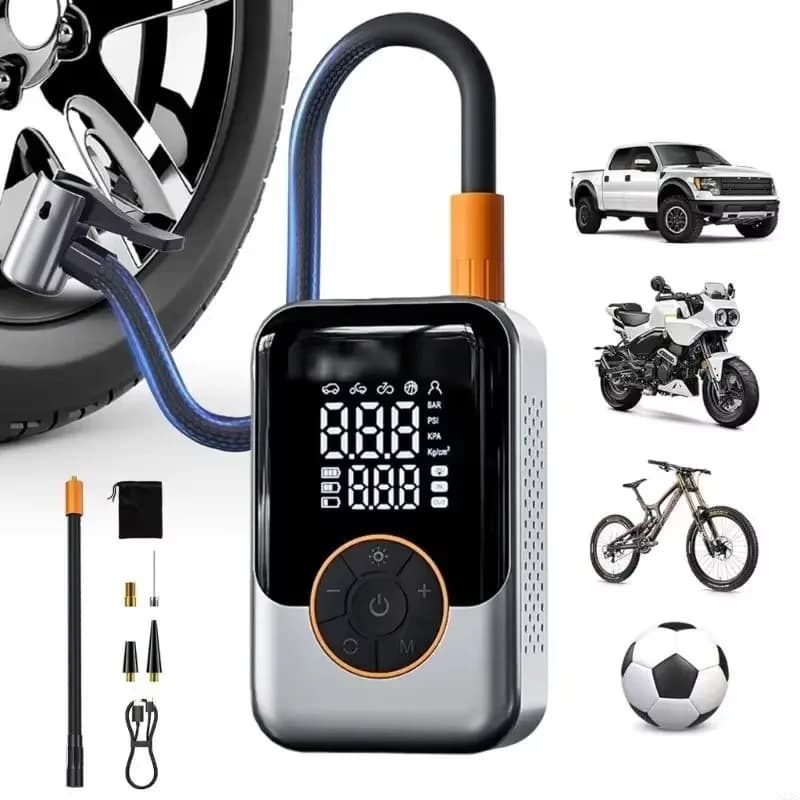 Wireless Portable Tire Inflator Digital LCD Display Car Air Compressor Power Bank LEDLight Air Pump for Car Motorcycle Bike Ball