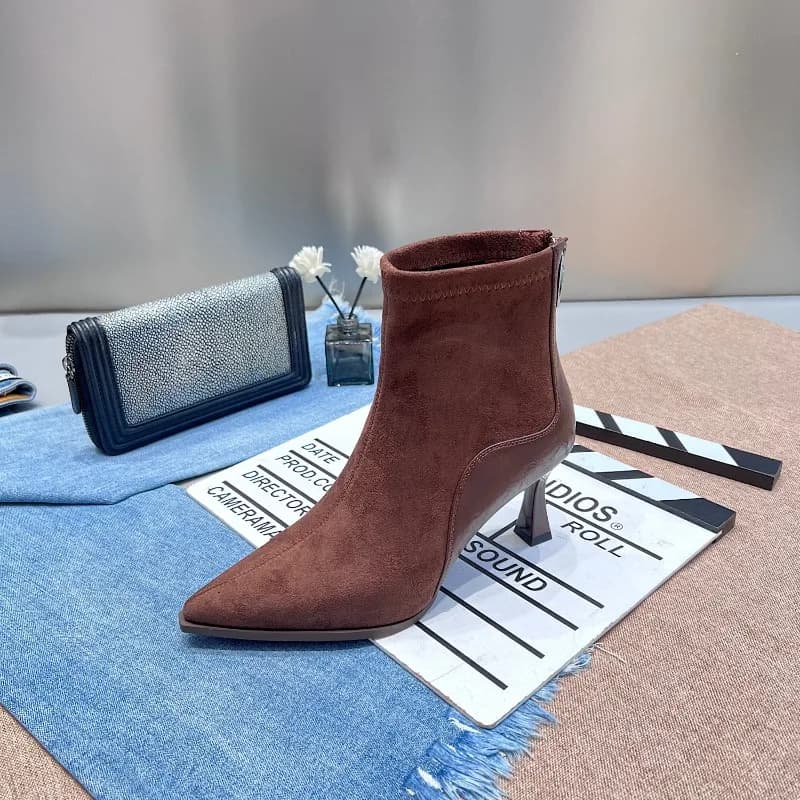 Stivaletti con tacco alto da donna a punta Stivaletti eleganti da ballo alla moda Stivaletti corti slim elasticizzati da donna autunno inverno