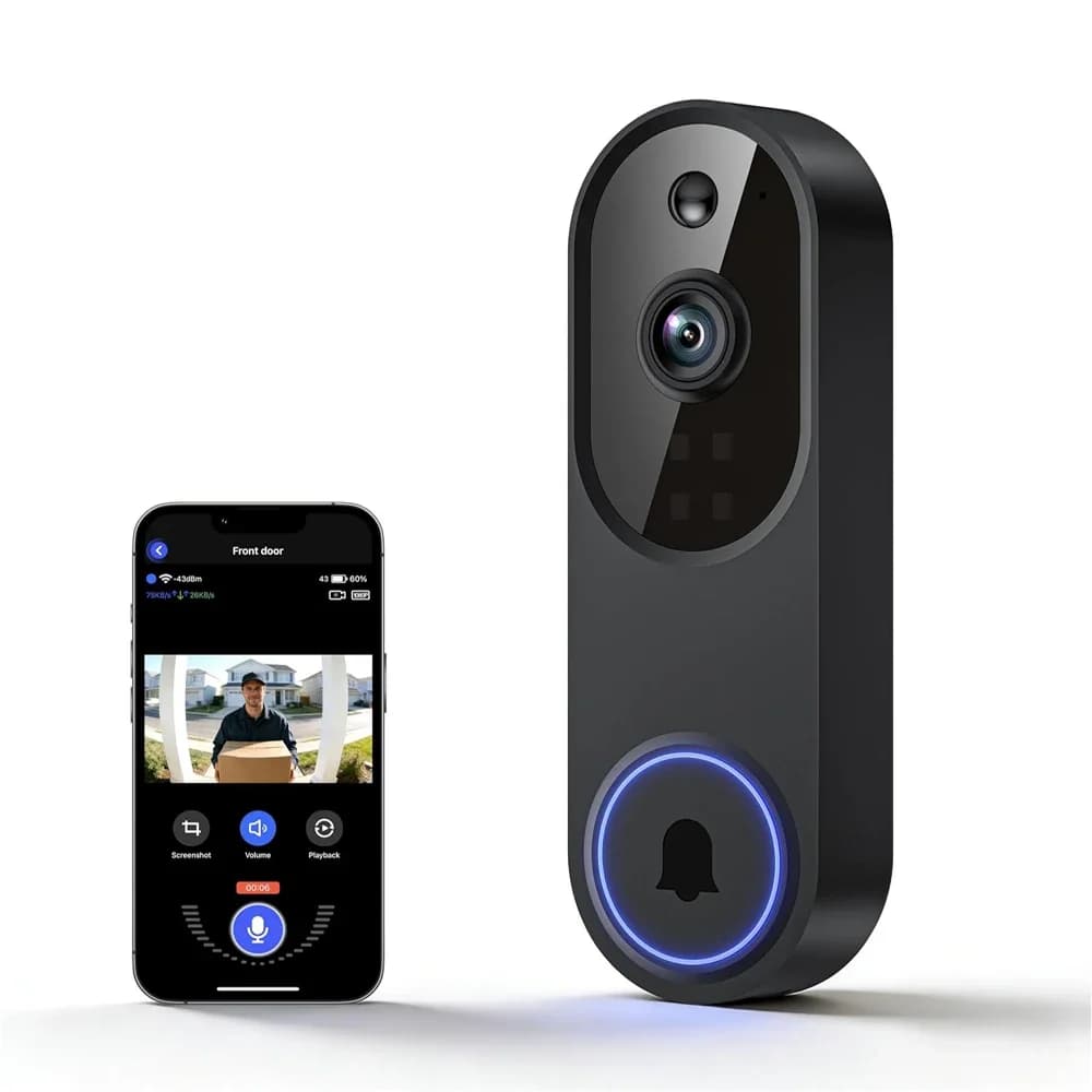 Wireless WiFi Smart Video Doorbell 1080P HD, Video Intercom Door Bell with PIR Motion Sensor, Home Security Surveillance Camera