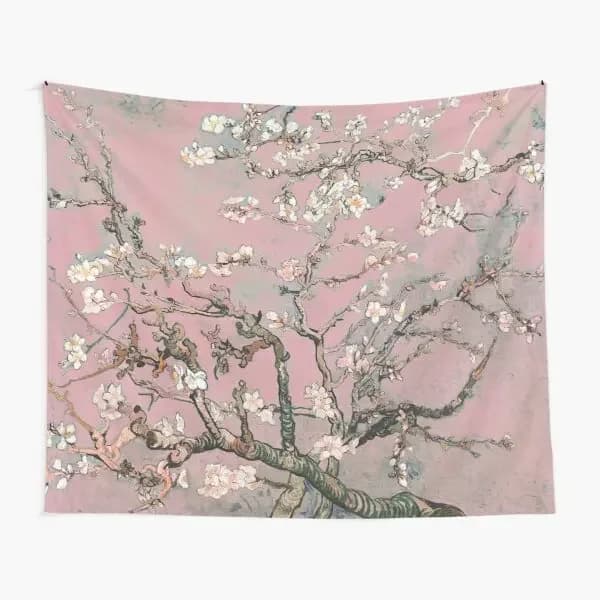 Almond Blossom Vincent Van Gogh Pink Tapestry Living Bedroom Yoga coperta Art Wall Mat Home Beautiful Printed Travel Decoration
