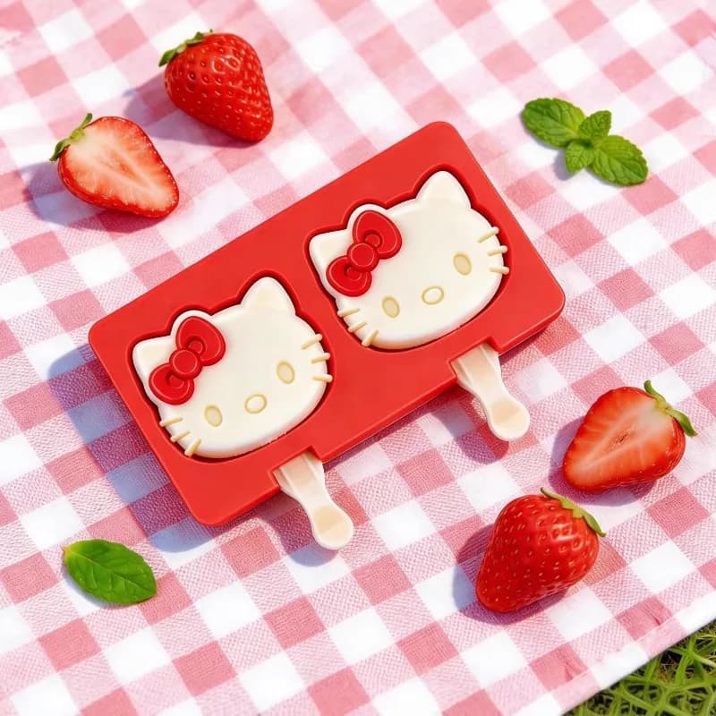 Stampi in Silicone per Gelato Fai-da-Te Kawaii Sanrio Hello Kitty, Stampi per Ghiaccioli alla Frutta Carini e Fatti in Casa, Utensili da Cucina