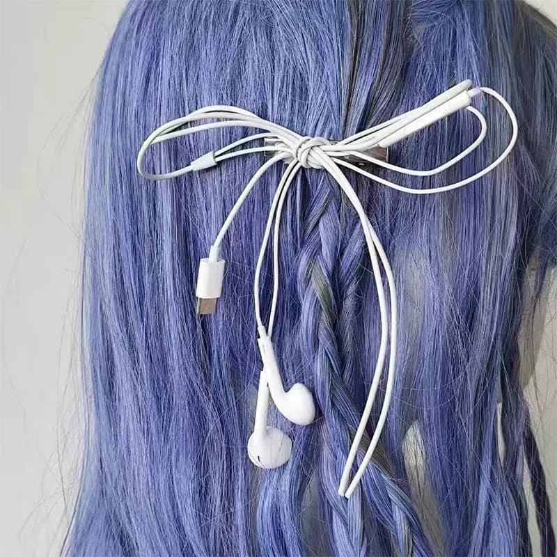 Auricolari Cablati con Fermaglio per Capelli Stile Ins, Decorazione per Auricolari, Accessori per Capelli, Fermaglio Dolce in Stile Coreano