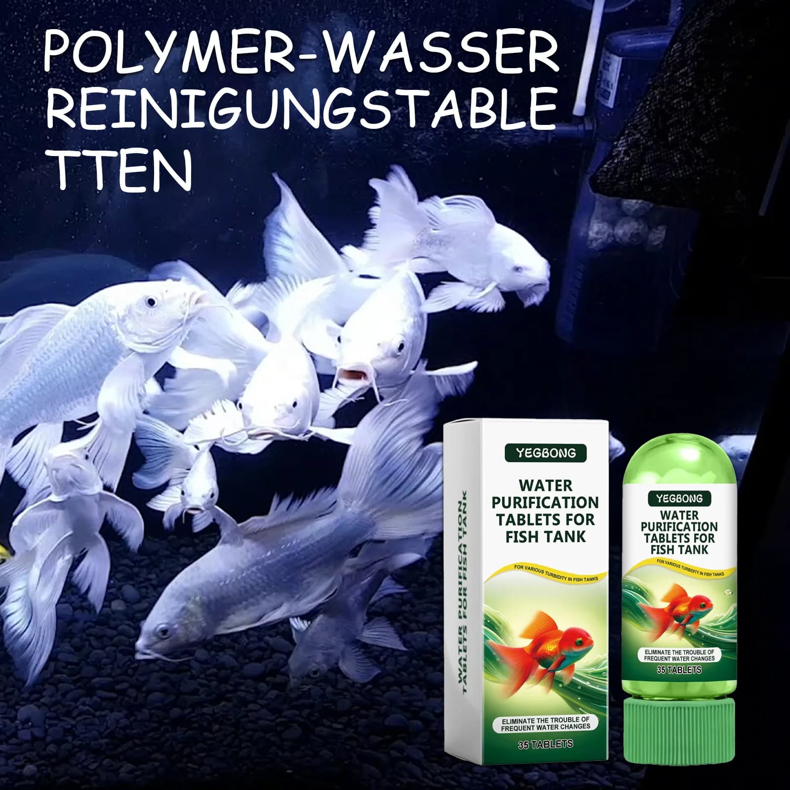 Compresse Yegbong per la Chiarificazione dell'Acqua dell'Acquario, Detergente per Rimozione di Alghe e Fango, Deodorante per Laghetti di Pesci