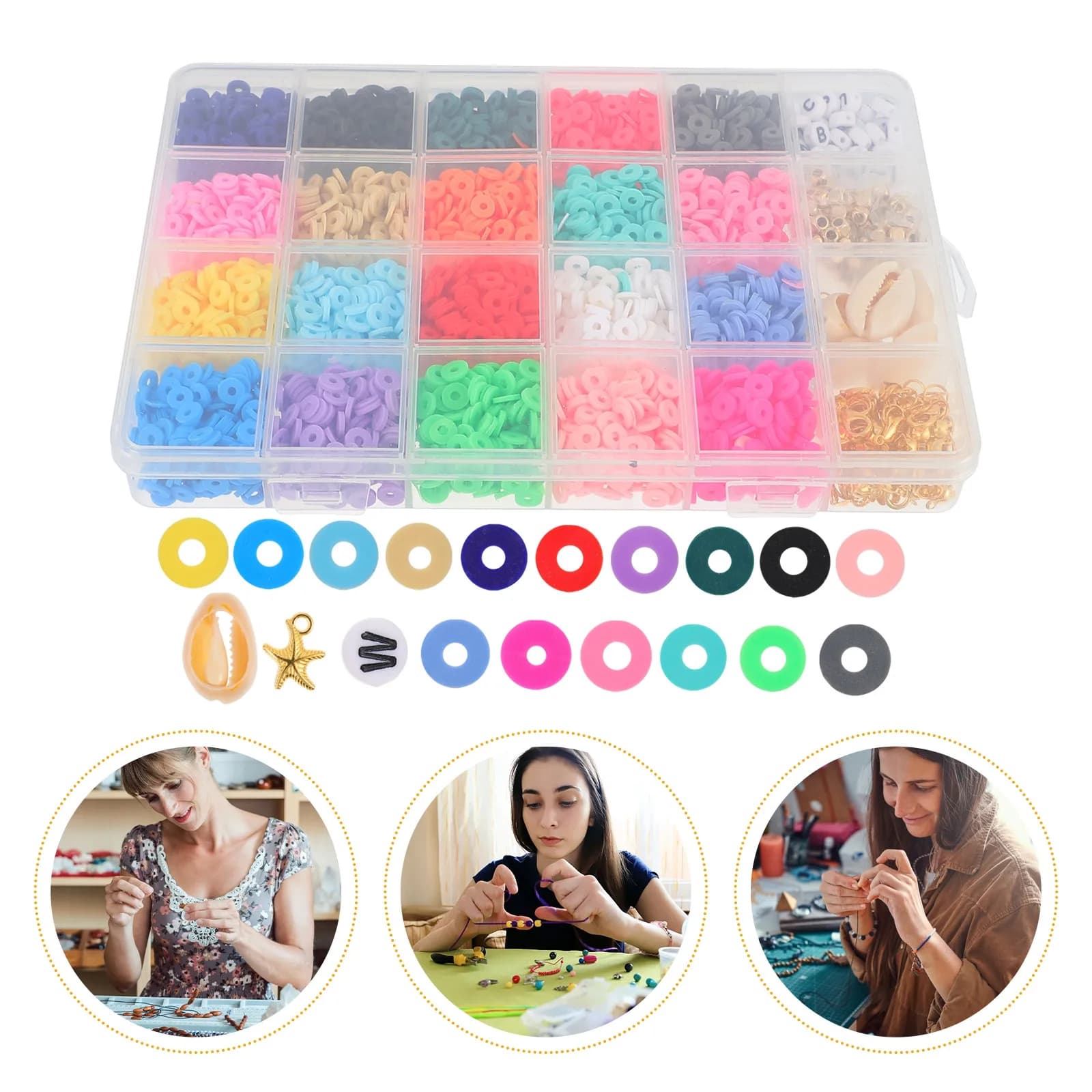 Set di 24 Perline in Argilla Polimerica Colorate per Creazione di Gioielli Fai-da-Te, Perfette per Braccialetti, Collane e Lavori Artigianali