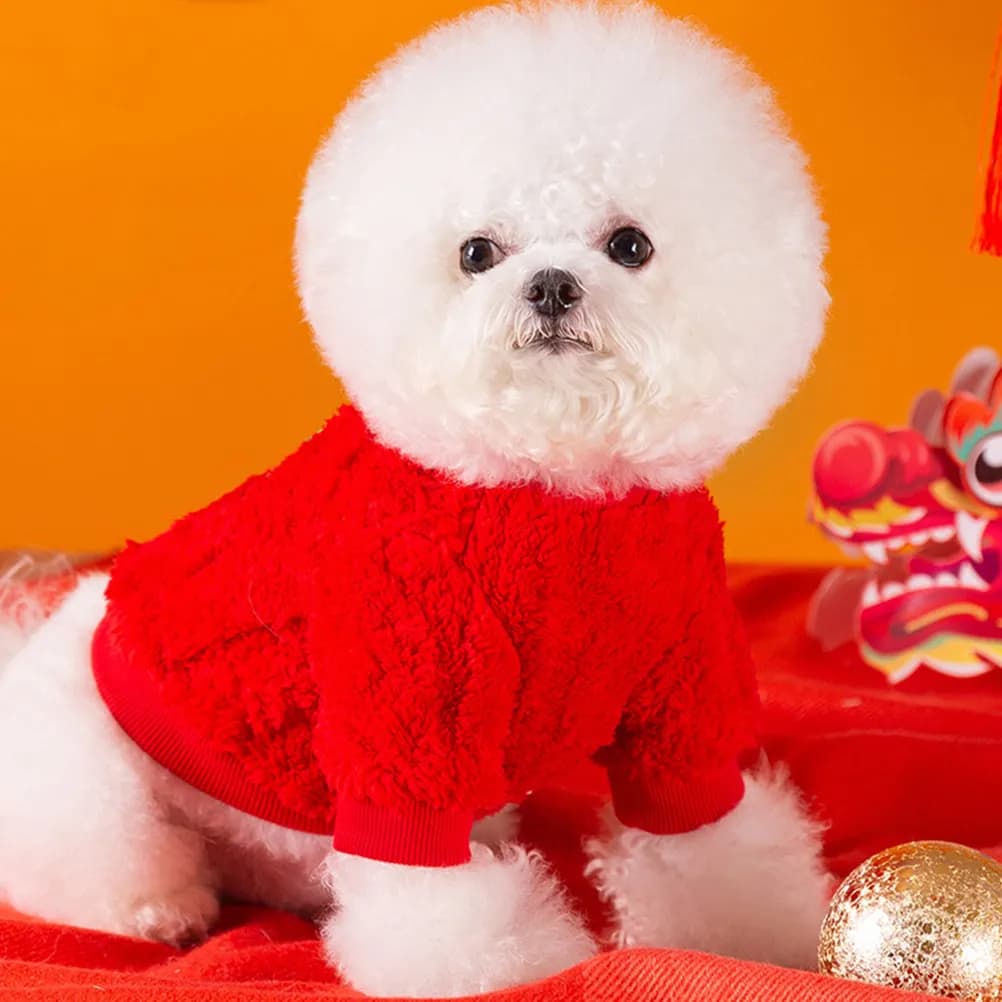 Abbigliamento per Animali Domestici a Tema Drago per il Capodanno Cinese, Cappotto Invernale Termico per Cani e Gatti, Facile da Indossare con Design a Gancio per Pettorina