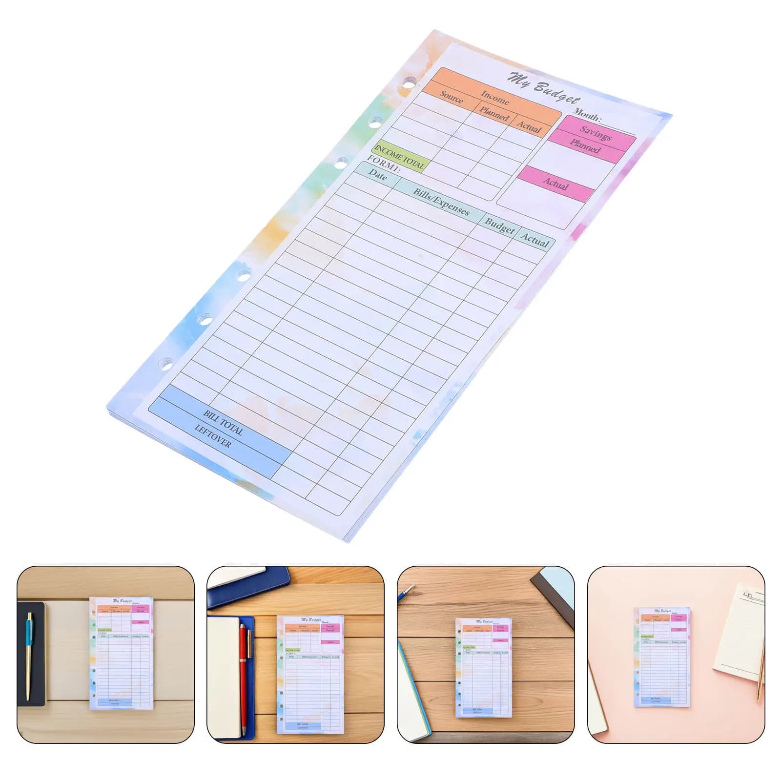 28 Fogli di Ricambio per Quaderno Budget A6, Inserti per Planner a 6 Fori, Tracker delle Spese Giornaliere, Monitoraggio del Reddito e delle Risparmi
