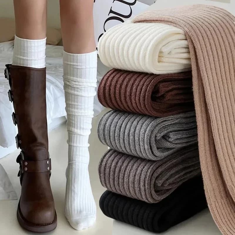 High Knee Socks Spring Autumn For Women Long Socks Striped White Fashion Girls JK Boots Skinny Socks Japanese Style
