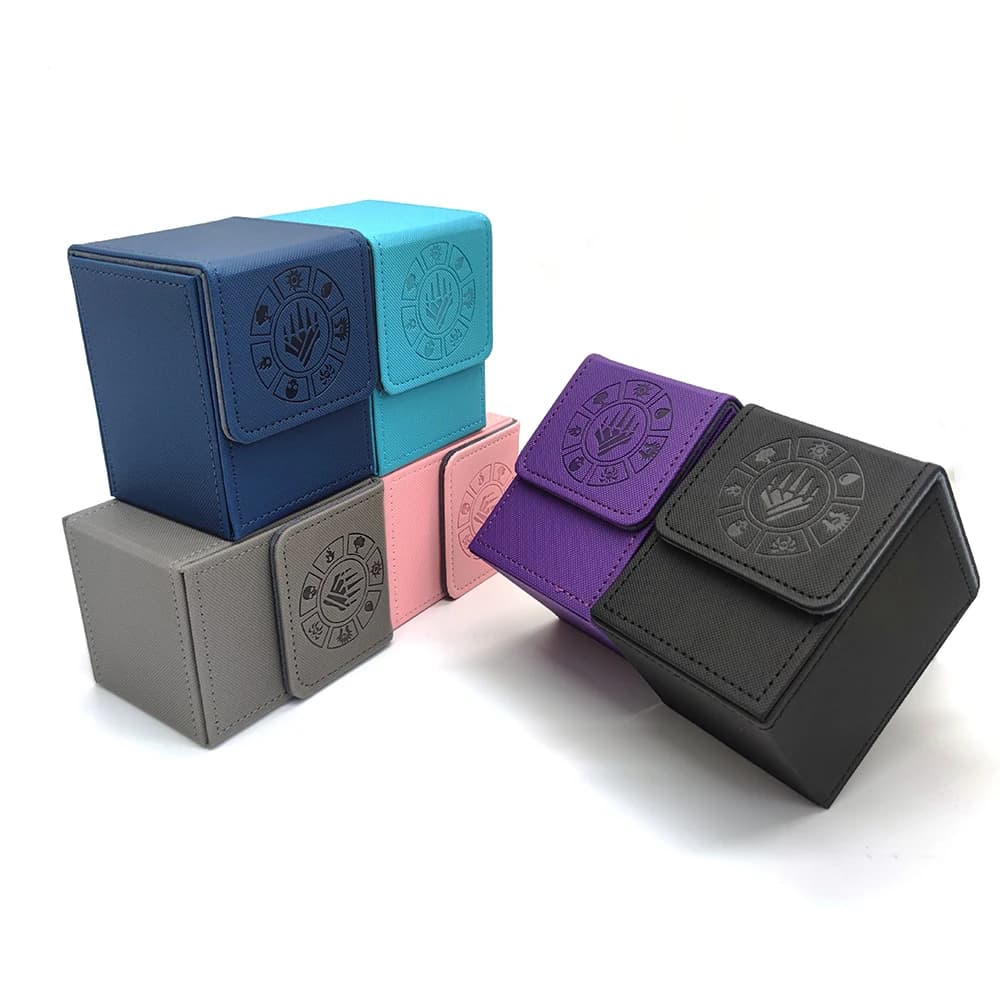 Trendy Print PU Leather Card Case Game Card Organizer Desktop Card Storage Box Anti-lost Card Holder for Home & Travel