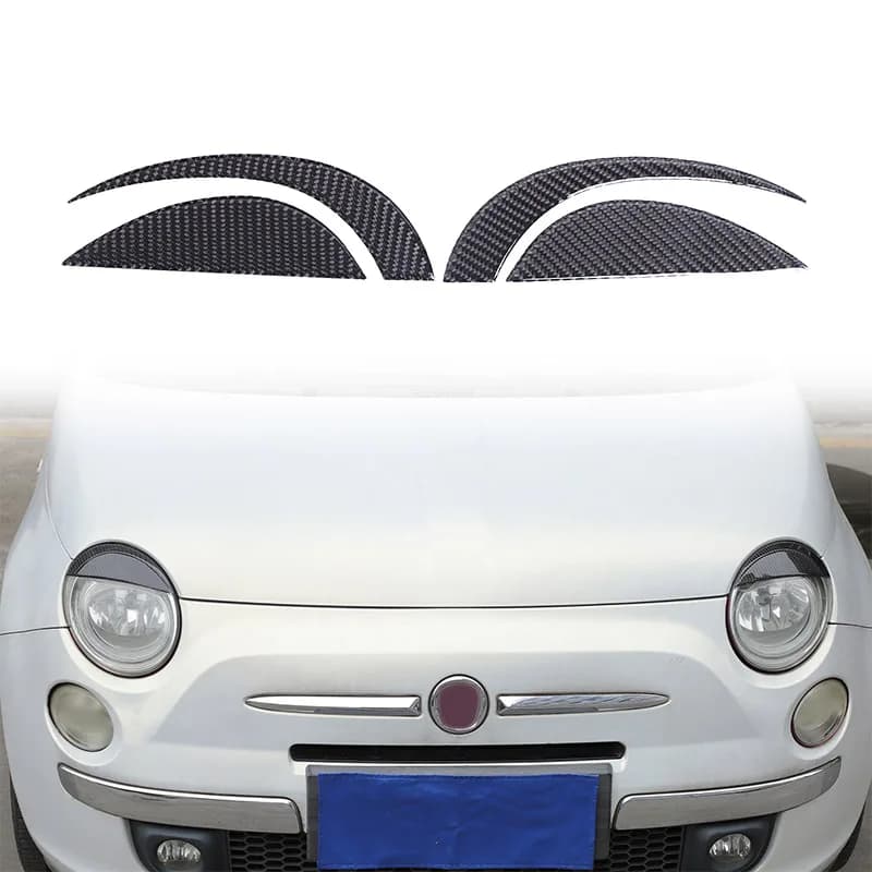 Soft carbon fiber For Fiat 500 2007-2015 Car Front Headlight Eyebrow Eyelid Trim Sticker Auto head Lamp Decoration Decals
