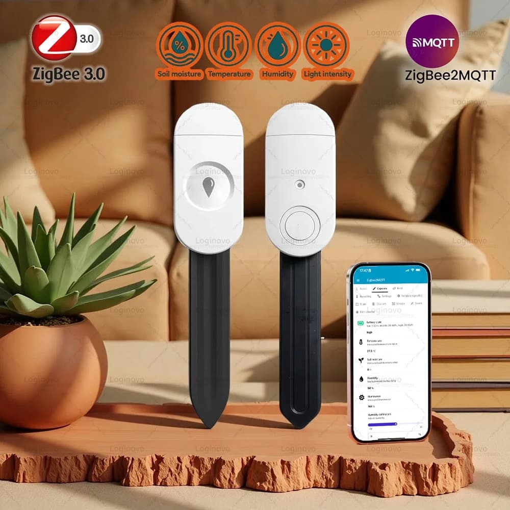 Zigbee Sensore di Umidità del Suolo Misuratore di Umidità Tester di Temperatura Rilevatore di Luminance Funziona con Z2M in Casa Assistente di Irrigazione