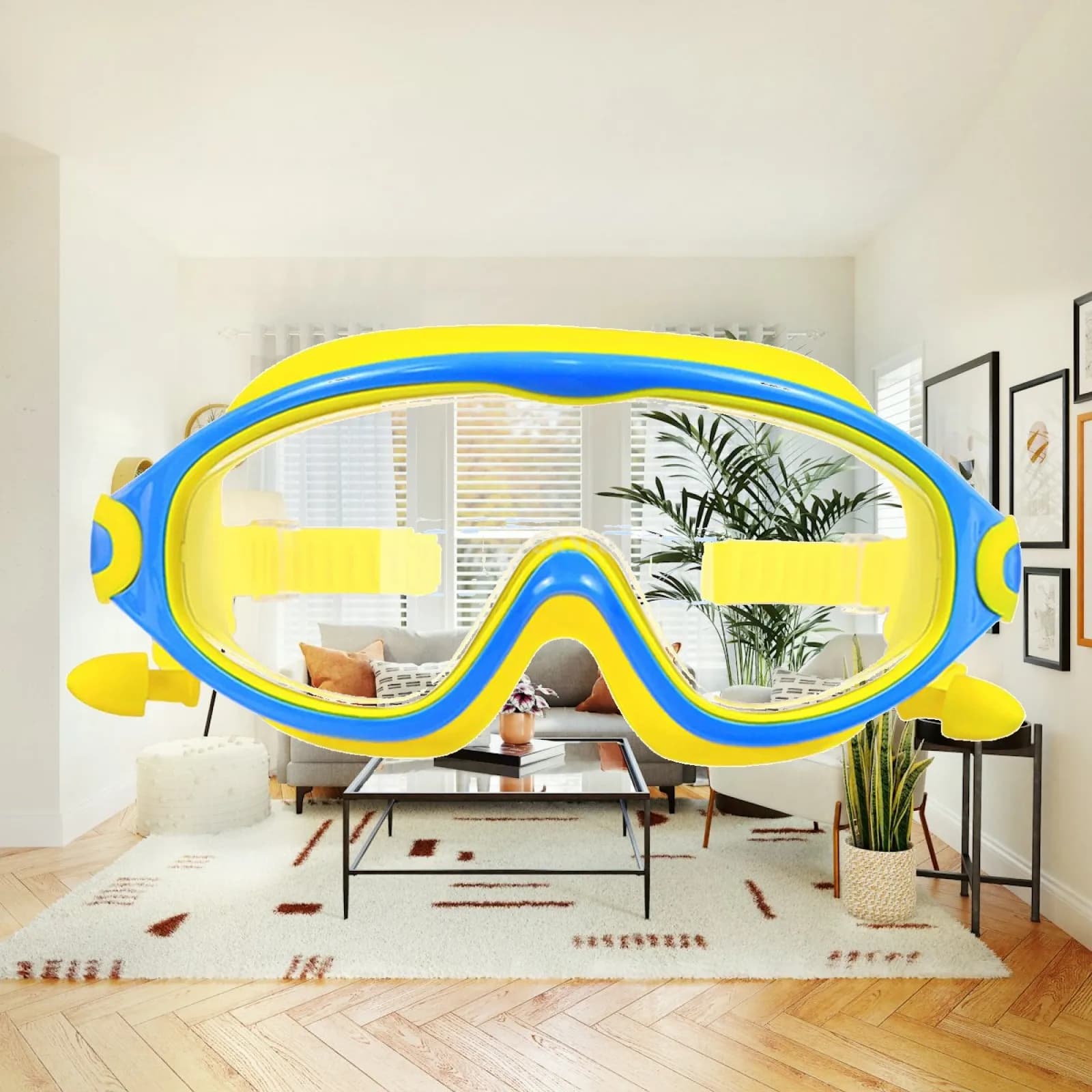Kids Swimming Goggles Anti Fog Leakproof Integrated Earplugs Wide Lens Swim Eyewear for Pool Training Accessories