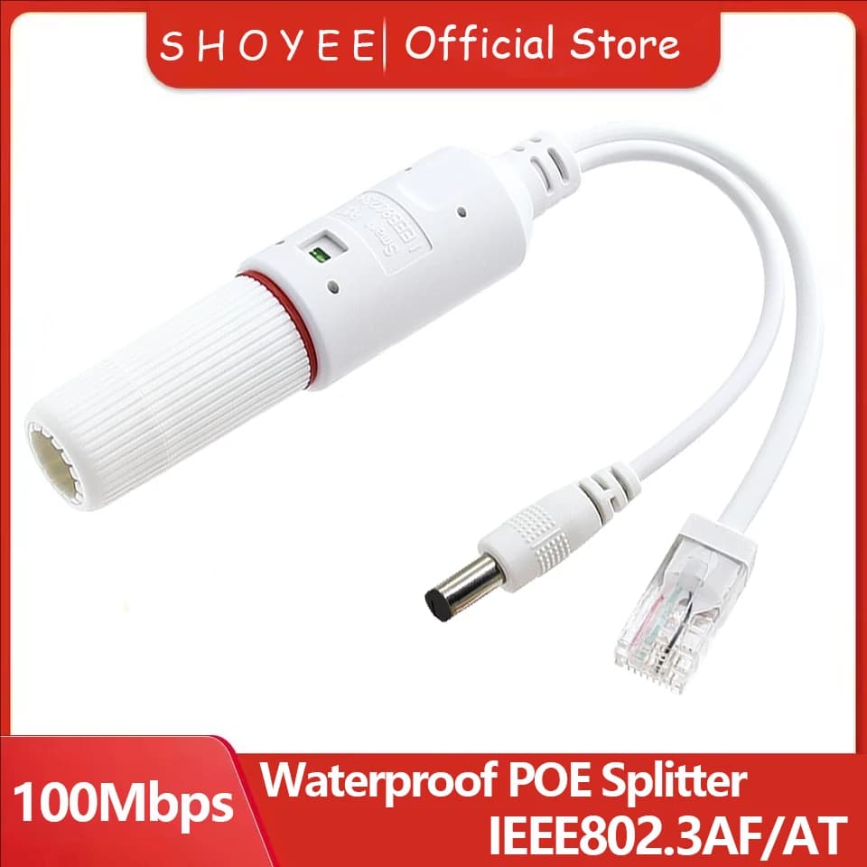 Splitter POE impermeabile IP67 Adattatore da 48 V a 12 V IEEE 802.3af/at per telecamera IP esterna Sistema di sicurezza CCTV