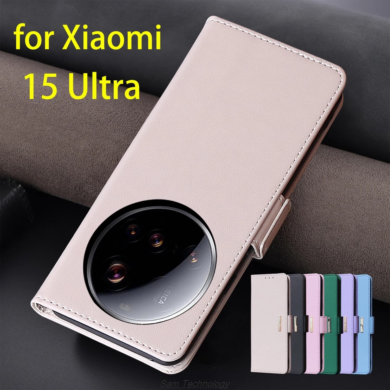 Custodia in pelle con fibbia magnetica per Xiaomi 15 Ultra / 14 Ultra / 17 Ultra, a portafoglio, con blocco RFID, cover a libro semplice