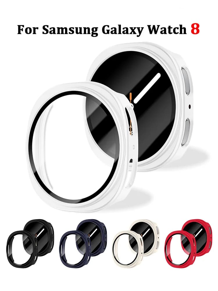 Vetro temperato + custodia per Samsung Galaxy Watch 8 accessori Proteggi schermo per telaio paraurti rigido per PC 40MM 44MM Cover