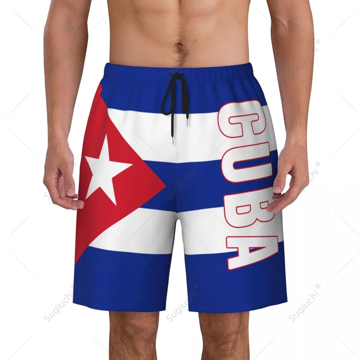 Men's Cuba Flag Beach Pants Board Shorts Surfing Boys Soccer Cycling Swimwear Running Polyester