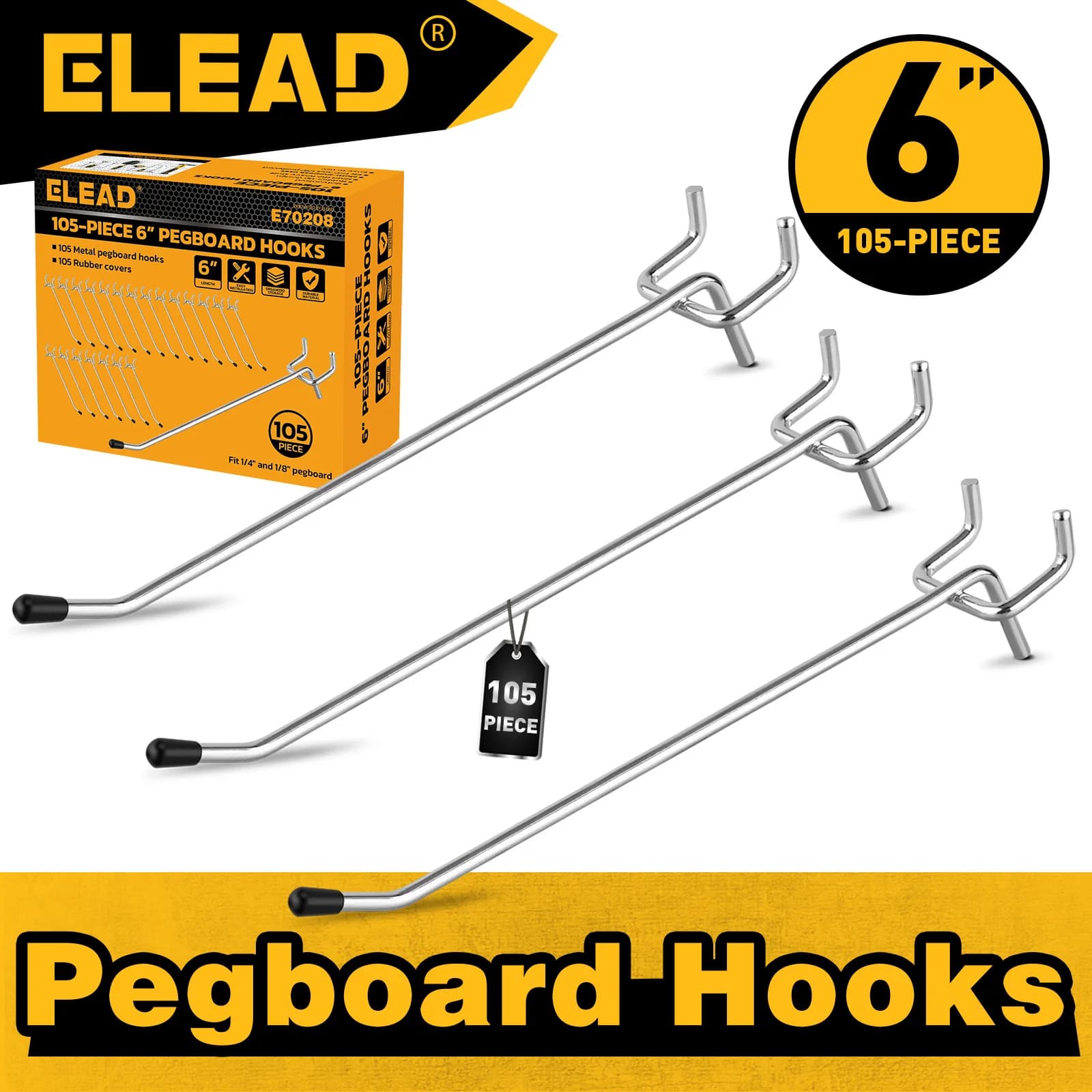 105PC Six Hole Board Hooks, Storage Auto Repair Tools, Hanging Board Storage Accessories, A Full Set