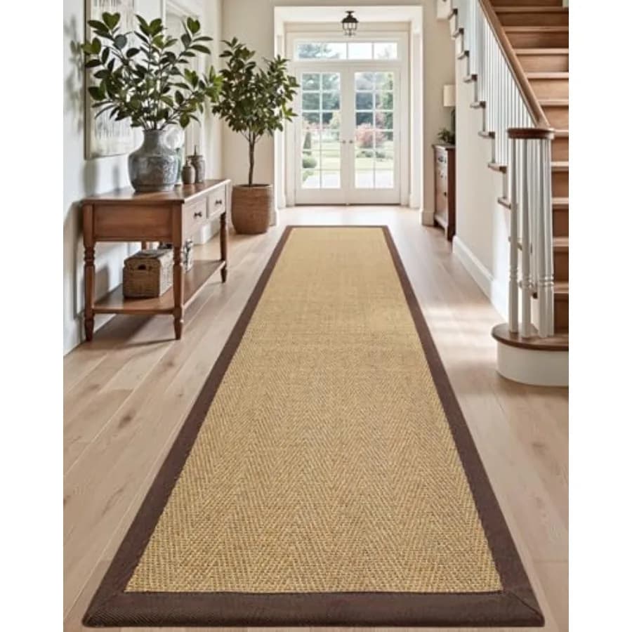 Corridor runner 2x7 Braided jute fabric Runner in sisal Anti-slip carpet for entrance to the farm for interior Luandry Hall Backdo