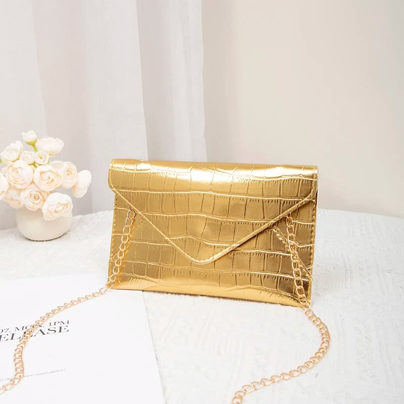 Borsa da sera in oro argento da donna elegante moda banchetto pochette borse a tracolla a catena borsa di lusso borse da festa di nozze femminili portafoglio