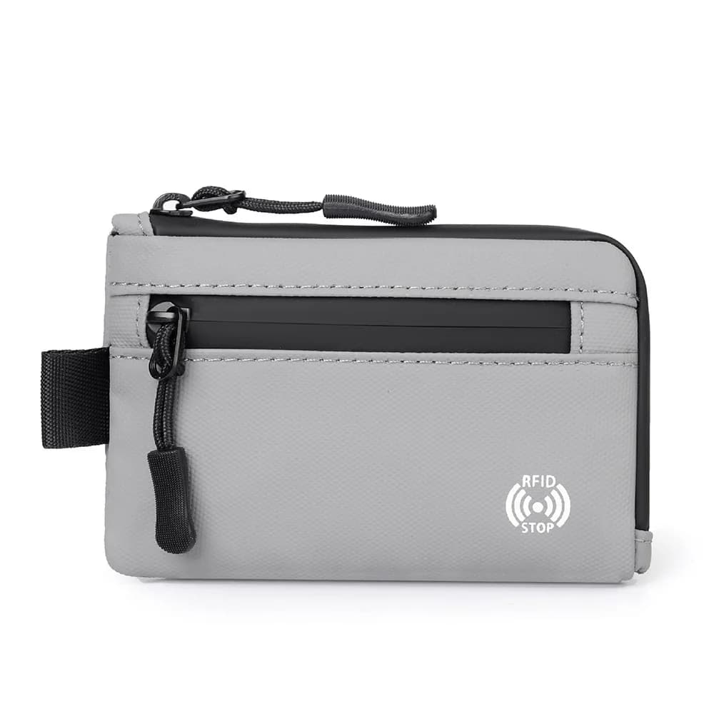 Portable RFID Blocking Rfid Credit Card Holder Ultra-Thin Zipper Men Wallets Anti-Theft Nylon Zipper Coin Purse