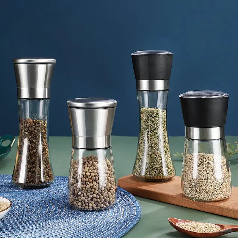 Set macinapepe manuale, bottiglia per spezie per uso domestico, bottiglia per macinare pepe nero e bianco, saliera e pepiera 180/300ML