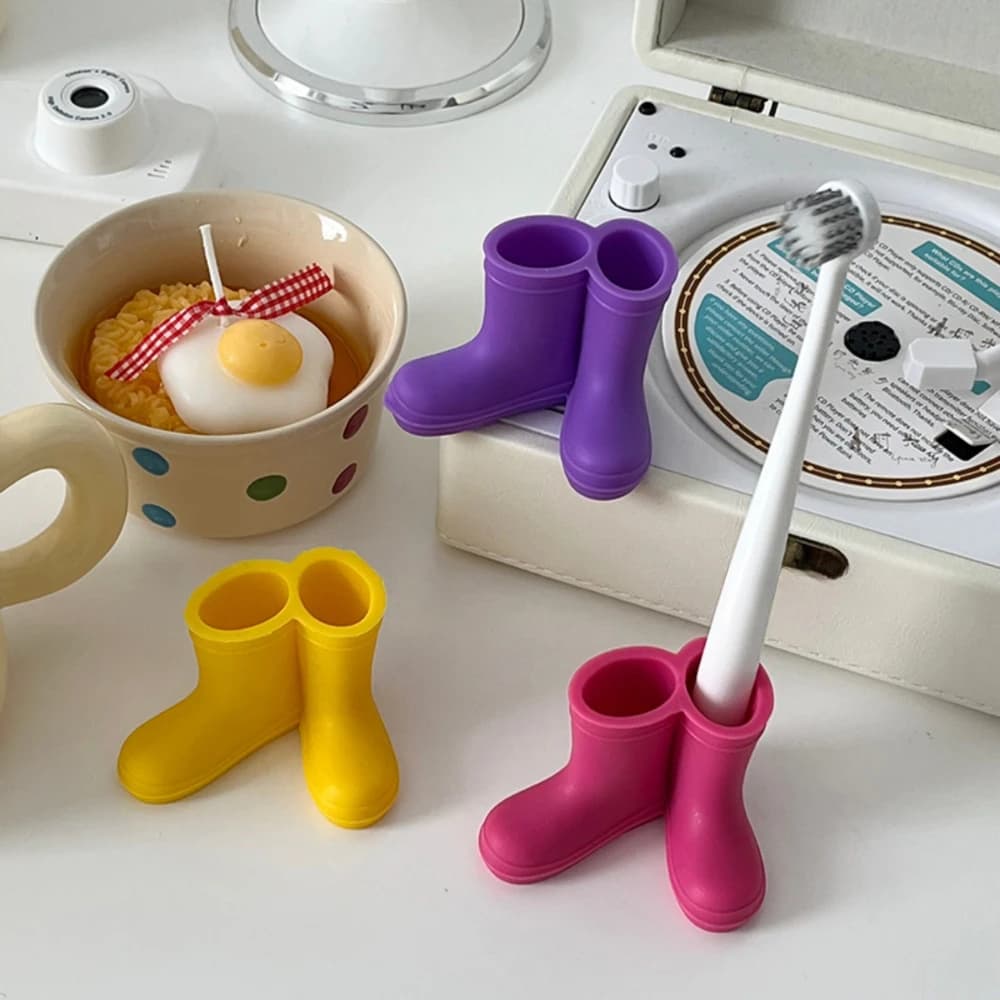 Portaspazzolino in Silicone Creativo a Forma di Stivali da Pioggia, Organizzatore per Spazzolini, Supporto per Conservazione a Cartone Animato, Accessori per il Bagno