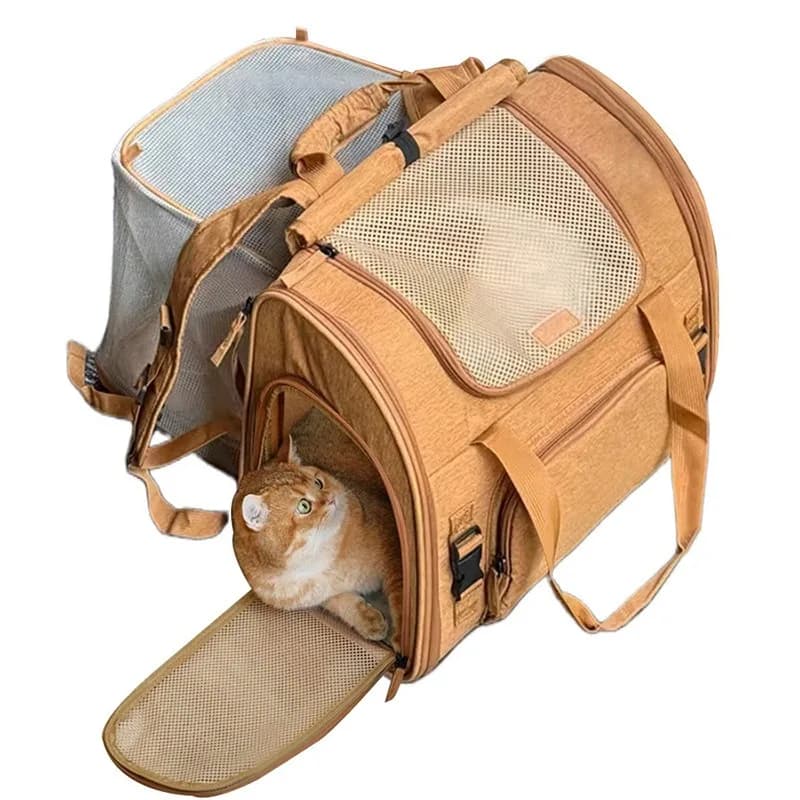 Expandable Portable Pet Backpack, Dual-shoulder Outdoor Travel Carrier for Cats & Small Dogs, Car-usable Pet Travel Bag