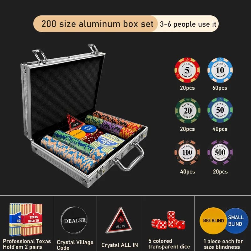 Set di fiches da poker in ceramica da 200 pezzi Set di fiches per scacchi di monete High end Poker Club Esclusivo Texas Hold'em Chip Scatola di immagazzinaggio Giochi da tavolo