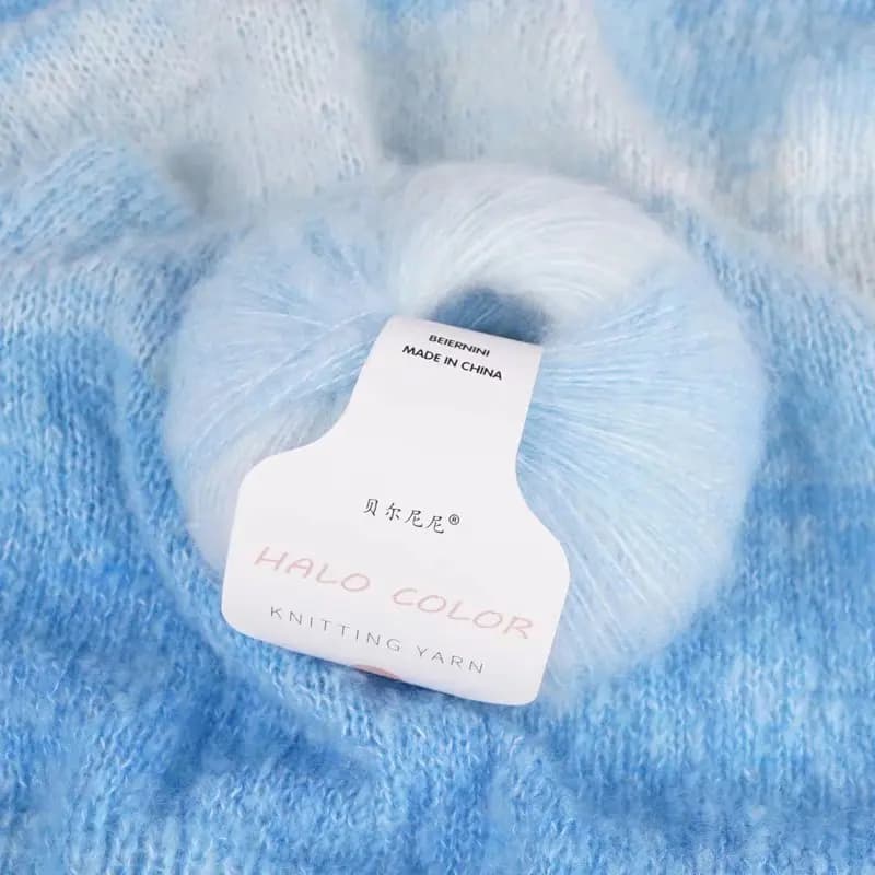 300g 10 pz. Gomitoli di filato mohair tinto arcobaleno lunghi per lavori a mano, uncinetto, scialle e sciarpa primavera/estate