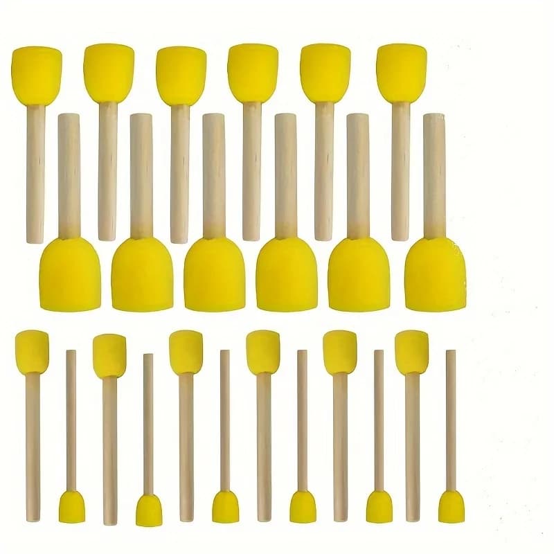 24Pcs Sponge Paint Brushes Set, Round Mushroom Sponge Stamps & Sponge Sticks, Ideal for Graffiti Painting Art Drawing Projects