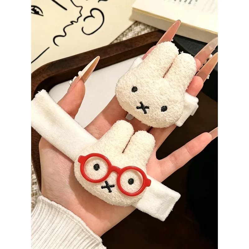 Cute Glasses Miffy Little Rabbit Doll Backpack Cartoon Pendant Shoulder Strap Velcro Gift for Friends Y2k Fashion Toys Anime