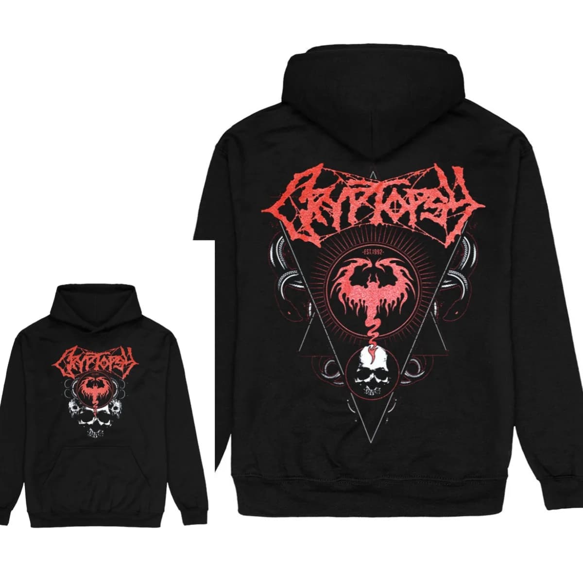 Hot Cryptopsy Band Print Hoodie Retro Style Hoodie Men and Women Can Wear Autumn and Winter Hoodie
