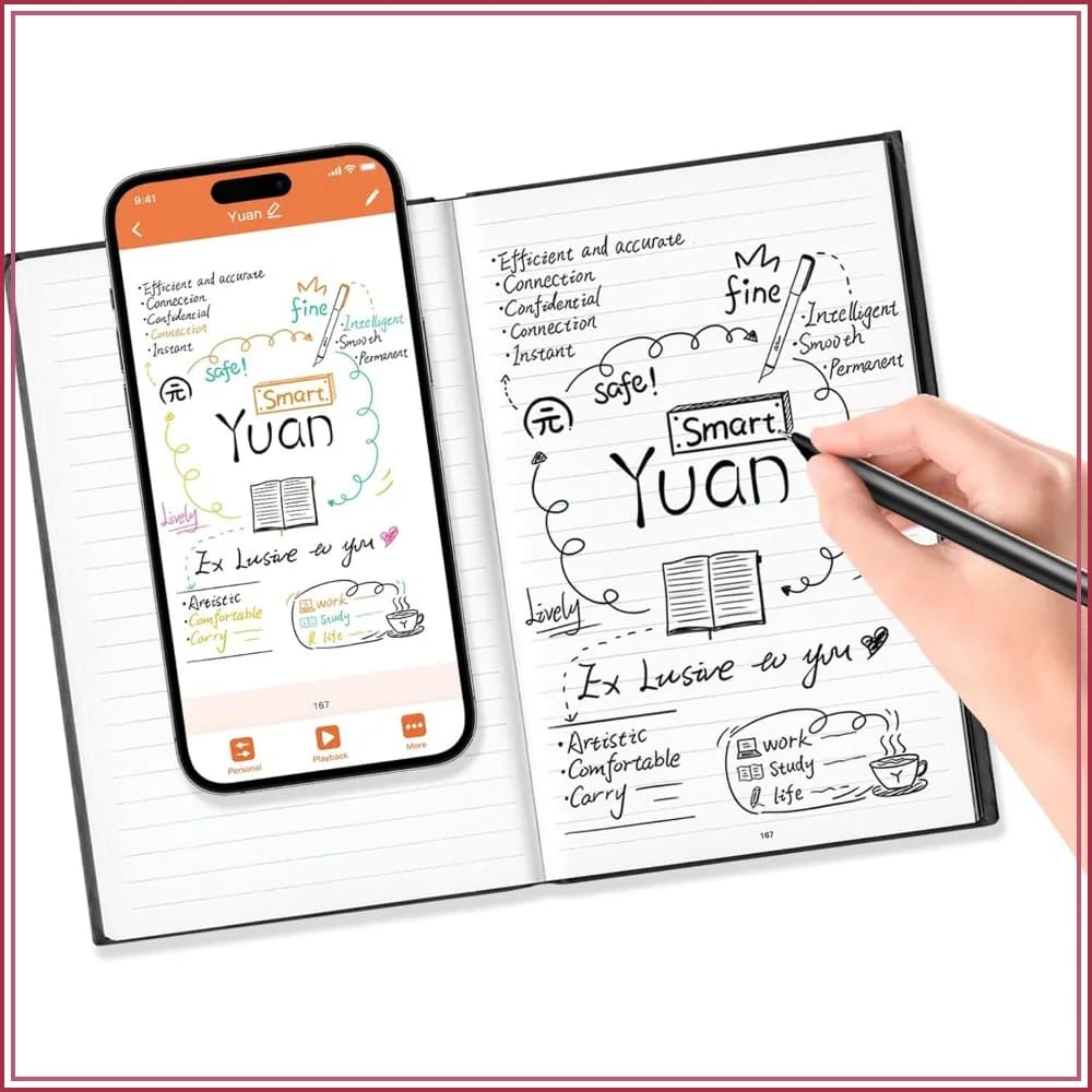 Real-Time Digital Smart Pen with Notebook, Convert Paper Notes to Text, Sync to Phone/Tablet Instantly