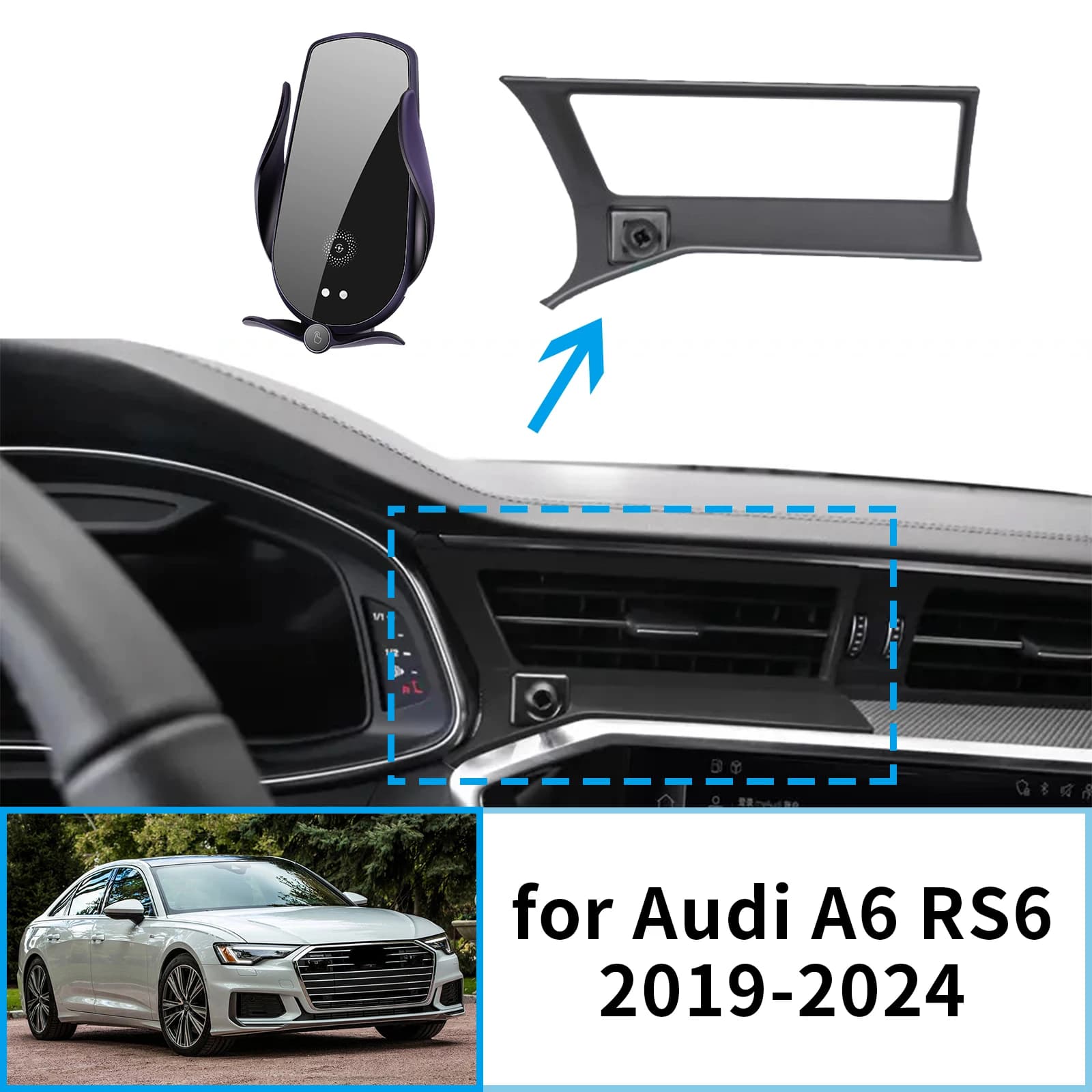 Supporto per telefono cellulare per auto per Audi A6 RS6 S6 2019 2020 2021 2022 2023 2024 Staffa GPS Supporto di navigazione Accessori auto