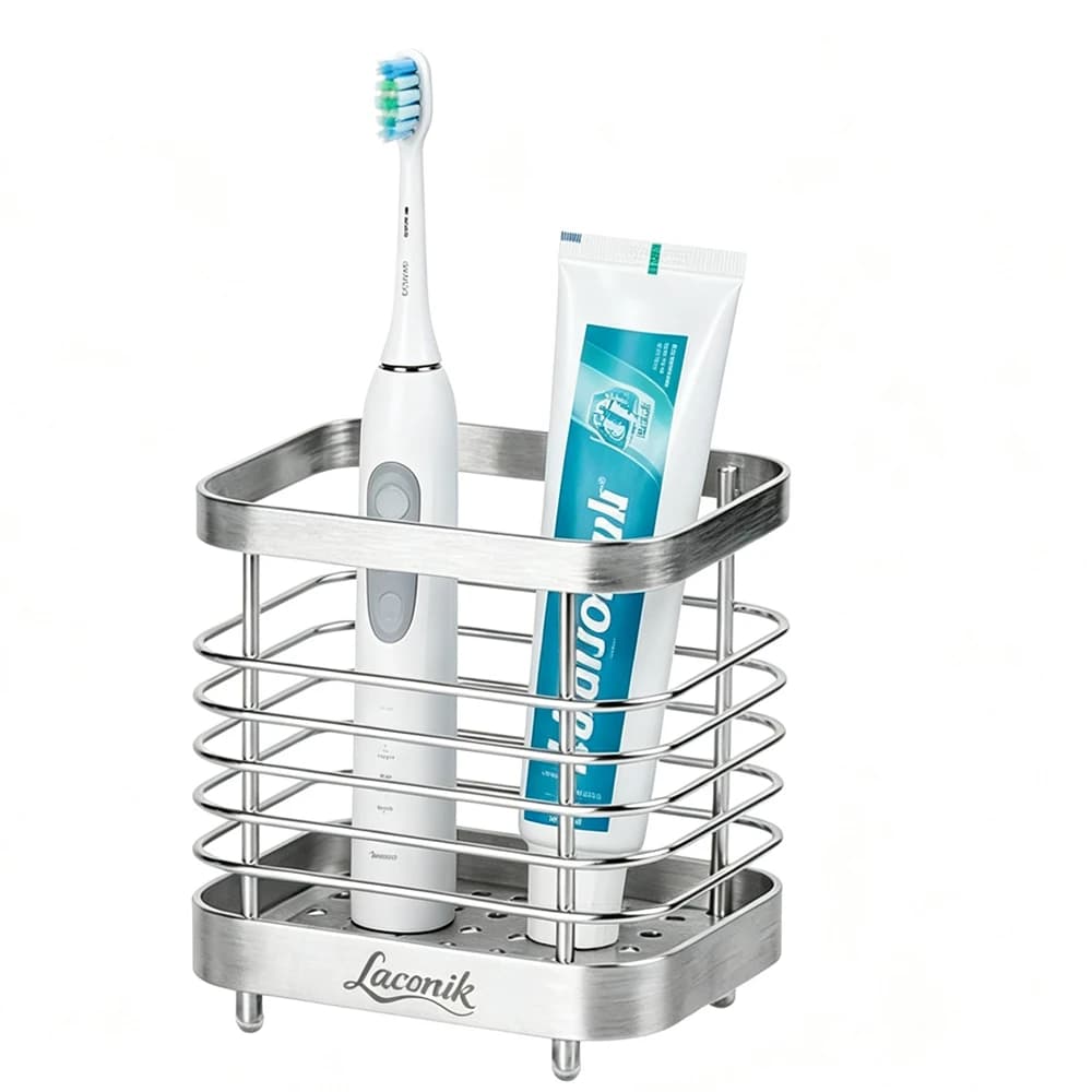 Portaspazzolini da Bagno in Metallo, Supporto per Spazzolino Elettrico, Porta Dentifricio per Doccia, Organizzatore Essenziale per il Bagno
