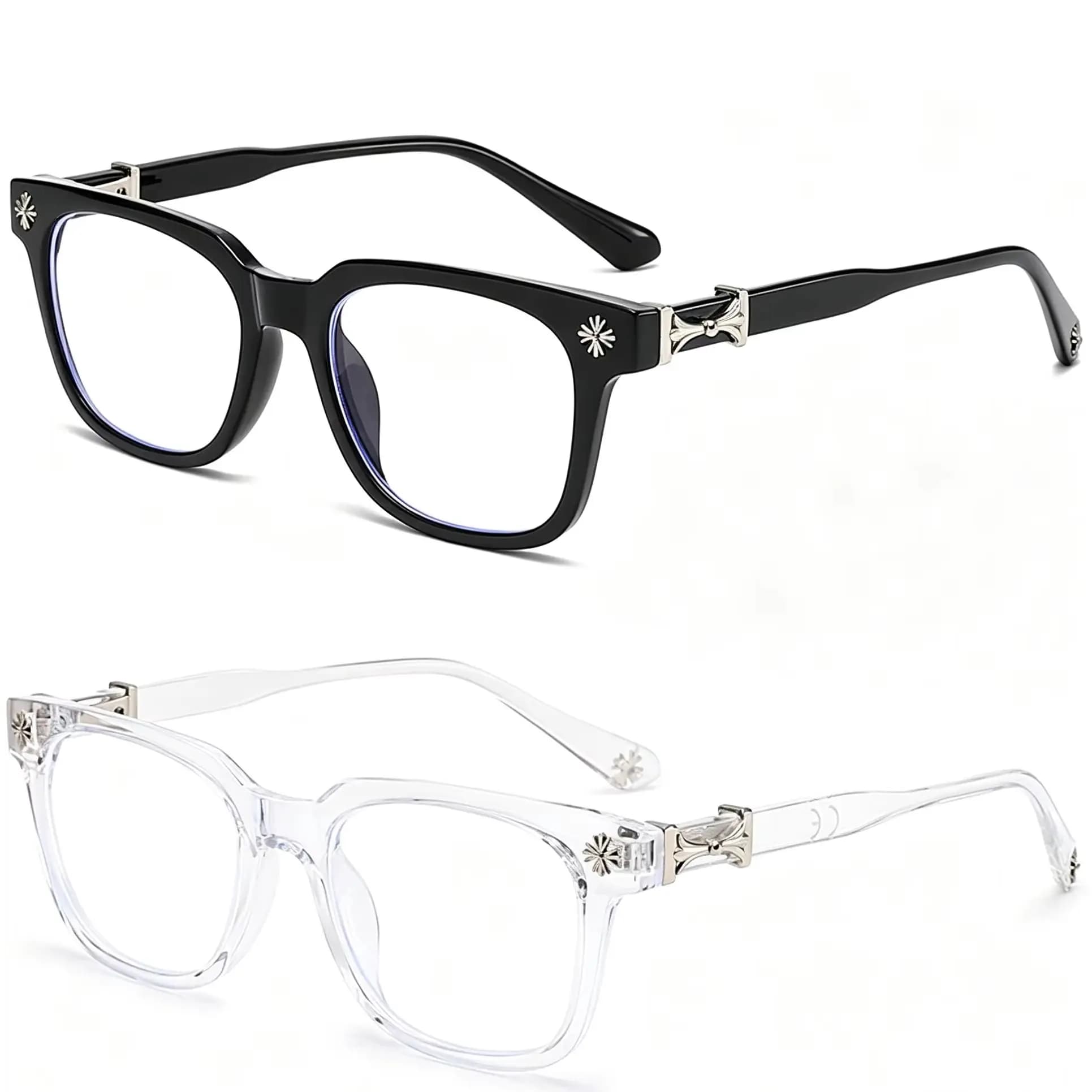 Classic 1 piece square blue light glasses for men and women Black and transparent Computer unisex wearing women's glasses