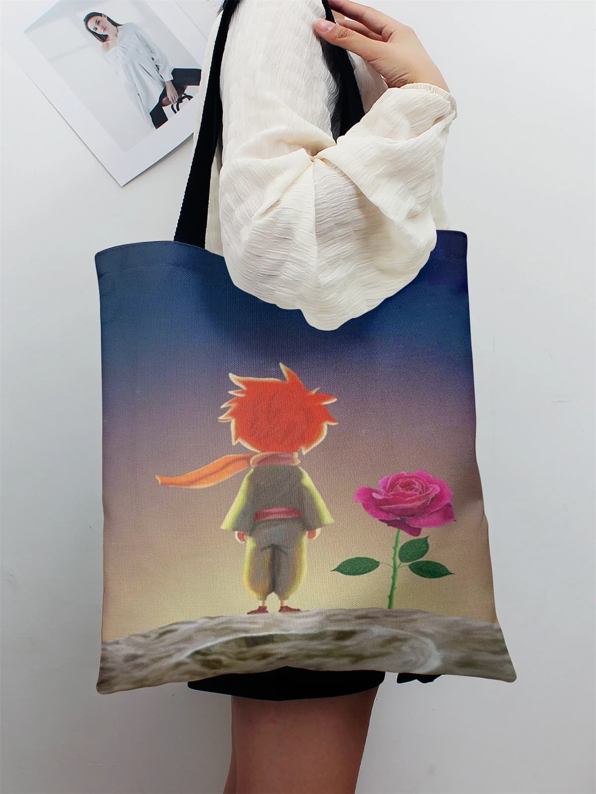 Borsa casual stampata, zaino alla moda riutilizzabile, borsa multifunzionale, borsa shopping in tela