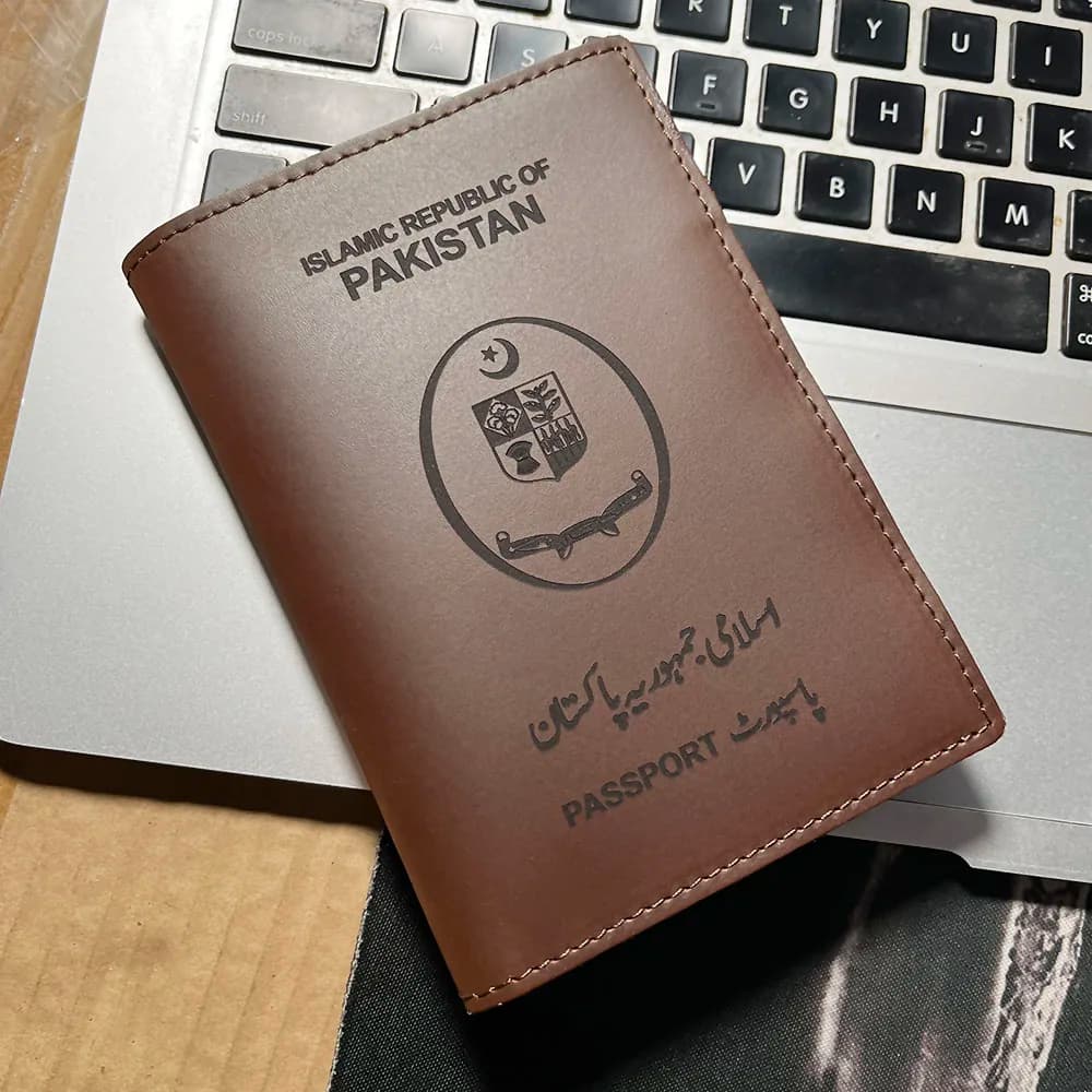 Copertina del passaporto della repubblica islamica del Pakistan fatta a mano porta passaporto personalizzato in vera pelle Pakistan